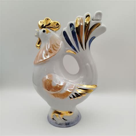 Штоф "Петух", фарфор, роспись, золочение, люстр, Прокопьевский ...