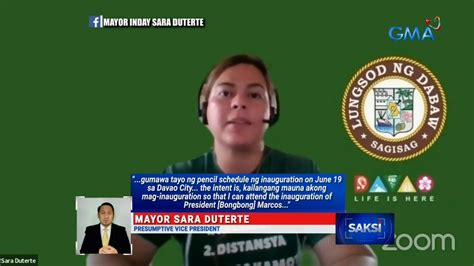 Presumptive Vice President Sara Duterte Balak Idaos Ang Kanyang