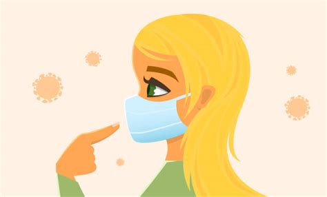 50 Blonde Woman Wearing Surgical Mask Stock Illustrations Royalty