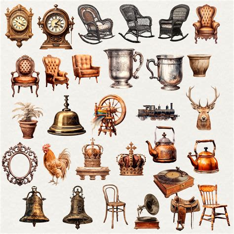 clipart  png vintage objects watercolor antique objects