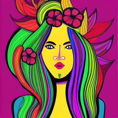 Womens Abstract Art Flower Hair Graphic · Creative Fabrica