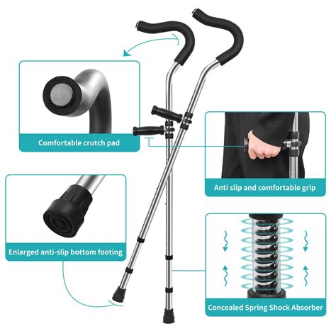 underarm crutches  spring shock absorber adult crutches adjustable