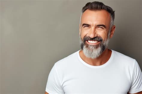 Retrato De Un Anciano Sonriente Feliz Y Elegante Con Una Camiseta