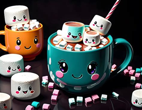 Premium Photo Kawaii Hot Chocolate Adorable Cartoon In Ultradetail