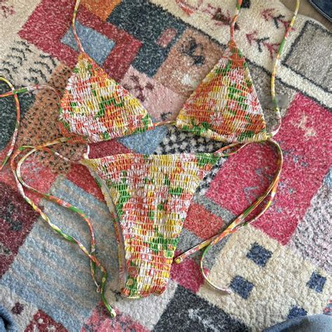 Multi Coloured Bikini Set Beachwear Worn Once And Depop