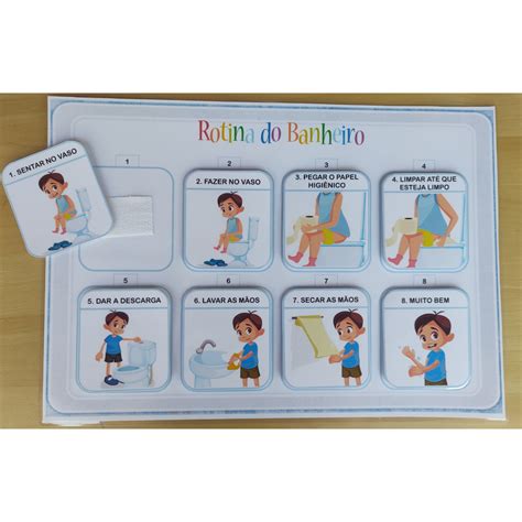 Rotina Banheiro Autismo - Rotina para uso do Banheiro com Velcro - Inclusão Autismo