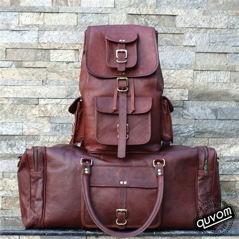 The Boho Tan Brown Rucksack and Duffel Bag Combo | Free Leather ...