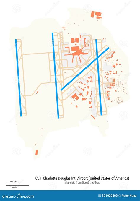 map  charlotte douglas international airport iata code clt stock photo image