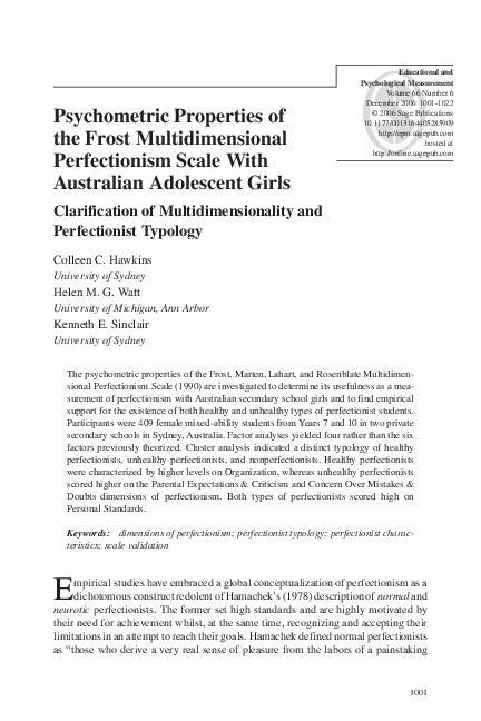 Pdf Psychometric Properties Of The Frost Multidimensional