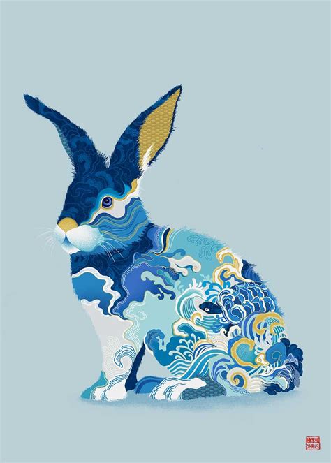 Water Rabbit In Rabbit Art Zodiac Art Rabbit Painting