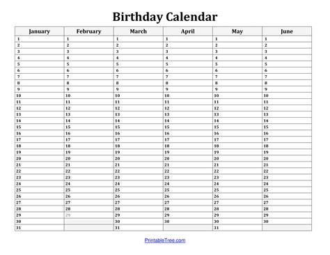 Free Birthday Calendar Printable PDF: Easy to Download! - Printables