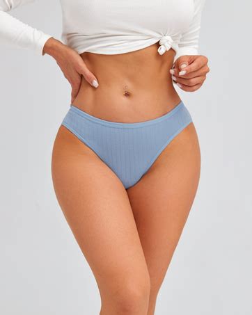 Finetoo Cotton Underwear For Women Sexy Low Rise Ribbed Hipster Breathable Soft Womens Bikini