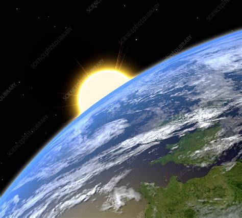 Sunrise over Earth, artwork - Stock Image - F002/9069 - Science Photo ...