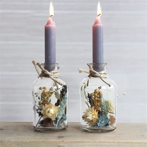 Comforder Droogbloemen In Glas Met Kaarsen Droogbloemen Set Met Vaas