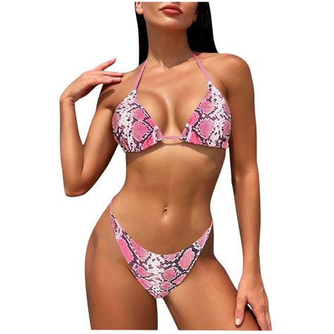 Taqqpue Womens Bikini Swimwear Set Piece Bikini Swimsuits Sexy Padded Triangle Top Side Tie
