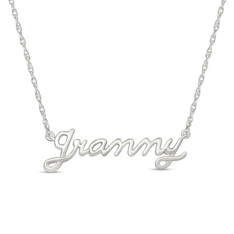 Lowercase Cursive Grammy Necklace In 10k White Gold Peoples Jewellers