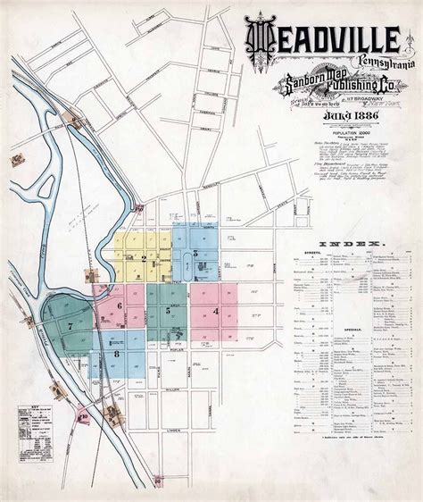 1886 Town Map of Meadville Crawford County Pennsylvania - Etsy | Town ...