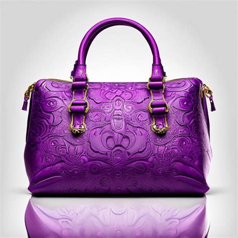 premium ai image  purple handbag   purple design  gold handles