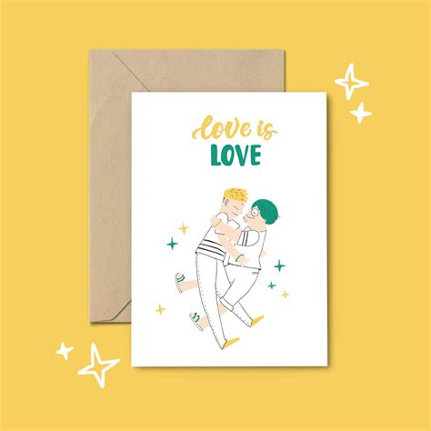 Rainbow Card LGBTQ Valentines Day Gift Love Is Love Gay Engagement Card