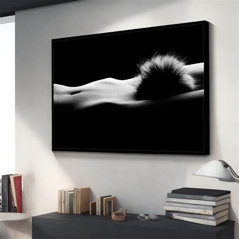 Black And White Naked Female Figure Canvas Art Erotic Nude Woman Wall Decor Sensual Bedroom