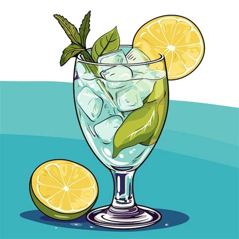 Premium Vector Classic Alcoholic Cocktail Gin And Tonic In Glass