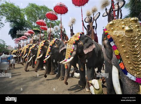 India Kerala Thrissur the Pooram Elephant Festival Stock Photo - Alamy