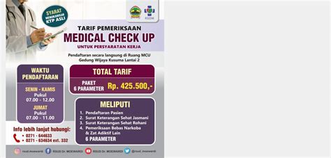 Tarif MCU Untuk Persyaratan Kerja Dan CPNS RSUD Dr Moewardi Official