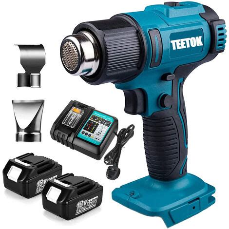 W Electric Hot Air Heat Gun With Nozzles Cordless Handheld V Xbattery Charger