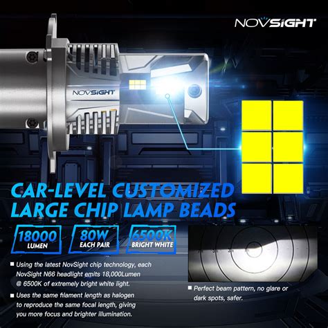NOVSIGHT H4 LED Headlight Globes Kit H/Low Beam 22000LM Super Bright ...