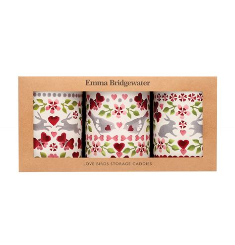 Emma Bridgewater Love Birds Round Canister Tins Set Of 3 Boxed Me