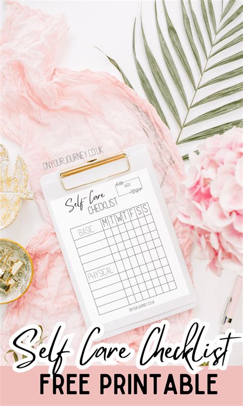 Free Printable Weekly Self Care Checklist On Your Journey