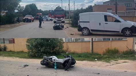 Olbia Schianto Scooter Furgone Nella Zona Industriale Centauro Ferito