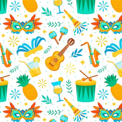 Free Vector Flat Brazilian Carnival Celebration Pattern Design