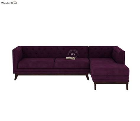 Buy Berlin L Shape Right Aligned Corner Sofa Velvet Mulberry Pink