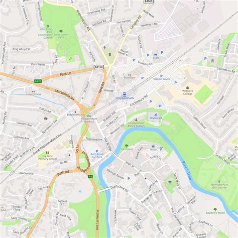 Chippenham Modern Atlas Vector Map Boundless Maps