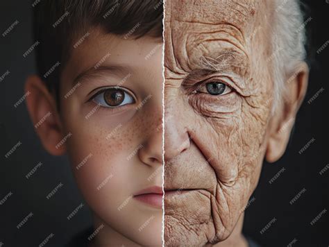 Premium Photo | Youthful boy and elderly man symbolizing life stages