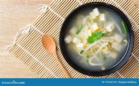 Mung Bean Sprouts Soup with Sliced Tofu Stock Image - Image of breakfast, lunch: 174162123