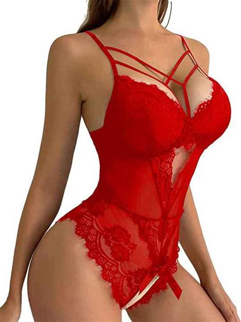Sexy Lace Lingerie Eur And Amer Fashion Belt Bow Tight One Piece Hollow Out Open Underwear