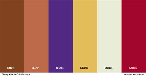Disney Alladin Color Scheme Palettes