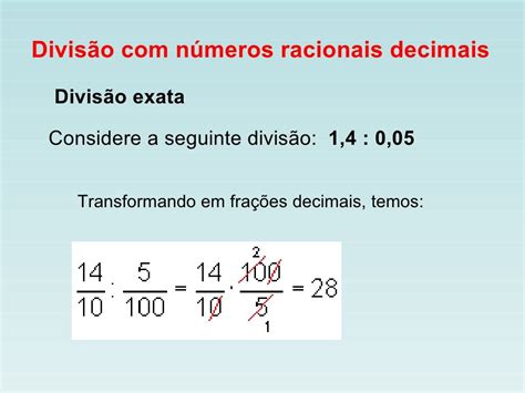 Divisão De Numeros Racionais - Divisão com números racionais decimais Divisão exata Considere a ...