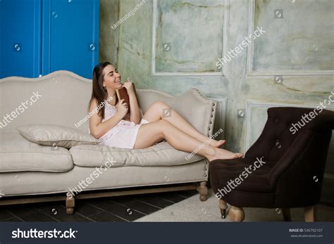Woman Lingerie Bathrobe Reading Book Sitting Stock Photo 536792107 Shutterstock