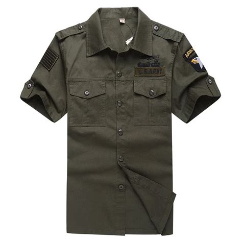 New Military Men S Short Sleeve Shirt High Quality Cotton Embroidery 101 Airborne Polit Shirt