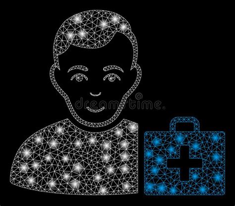 Flare Mesh 2D First Aid Man With Flare Spots Stock Vector