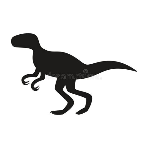 Flat Vector Silhouette Illustration Of Velociraptor Dinosaur Stock