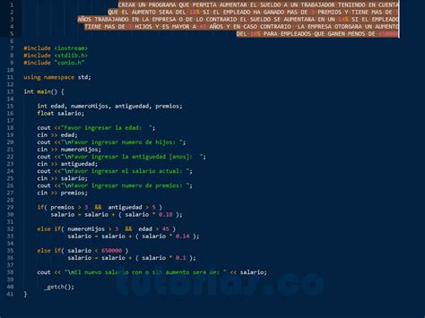 Sentencia If Else Visual C Aumento Sueldo Trabajador Tutorias Co