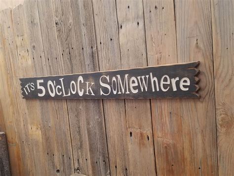 It S 5 O Clock Somewhere Rustic Carved Wood Sign Man Cave Bar Sign