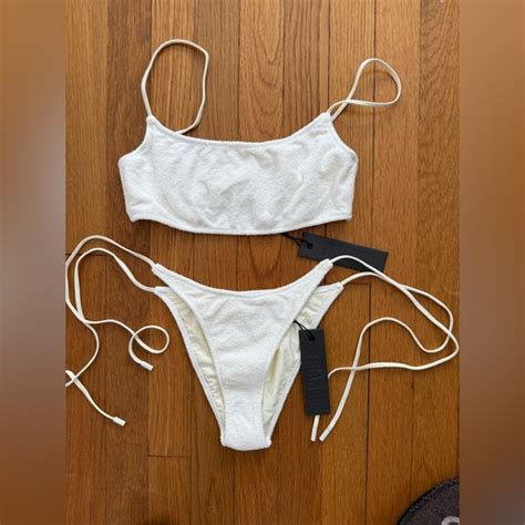 Triangl Swimwear Swim Nwt Triangl Mica Top And Aster Bottom Coconut Terry Bikini Set Poshmark