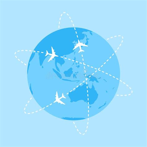 Airliner Flying Around Globe Stock Illustrations 173 Airliner Flying