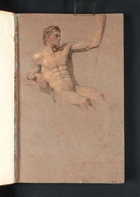 Joseph Mallord William Turner A Seated Male Nude With Raised Left Arm Holding A Staff C 1798