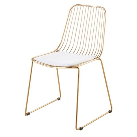 Chaise en métal doré et coton blanc Huppy Maisons du Monde